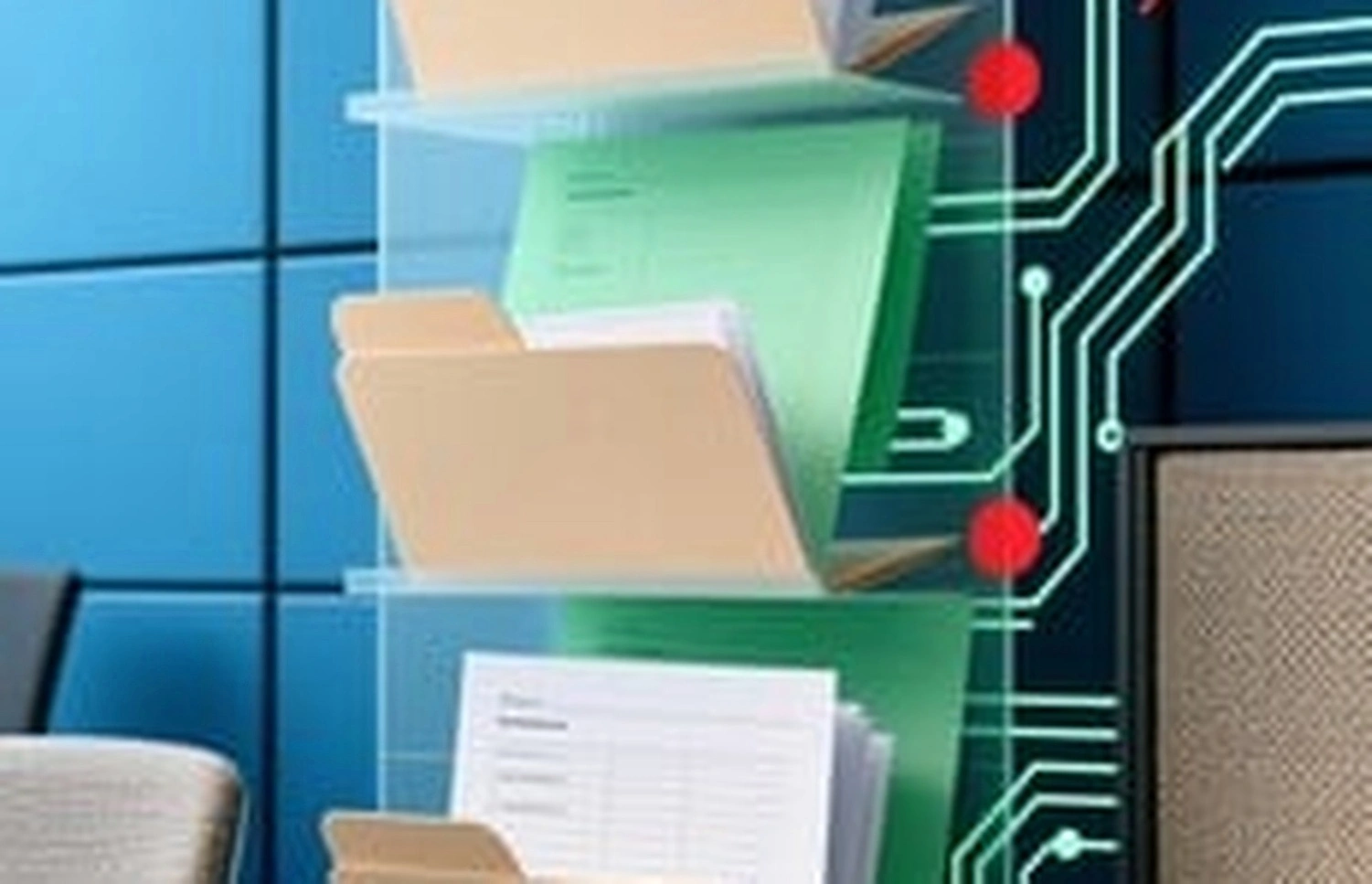 Organized workspace with filing system
